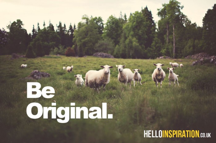 Sheep with 'Be Original' caption