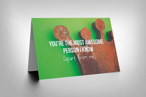Graphic close-up of a gold crown on bright green background with 'You're The Most Awesome Person I Know (Apart From Me)' quote