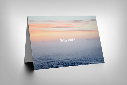 Beautiful foggy sunrise with 'Why Not?' quote